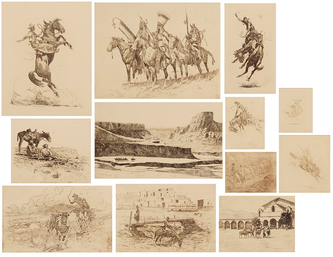 After Edward Borein (1872-1945), ''Edward Borein: Etchings: A Portfolio of Eleven Etchings by Edward: After Edward Borein 1872-1945 ''Edward Borein: Etchings: A Portfolio of Eleven Etchings by Edward Borein Hand-pulled from the original Plates by Master Printer Patrick Merrill,'' Rancho Deluxe