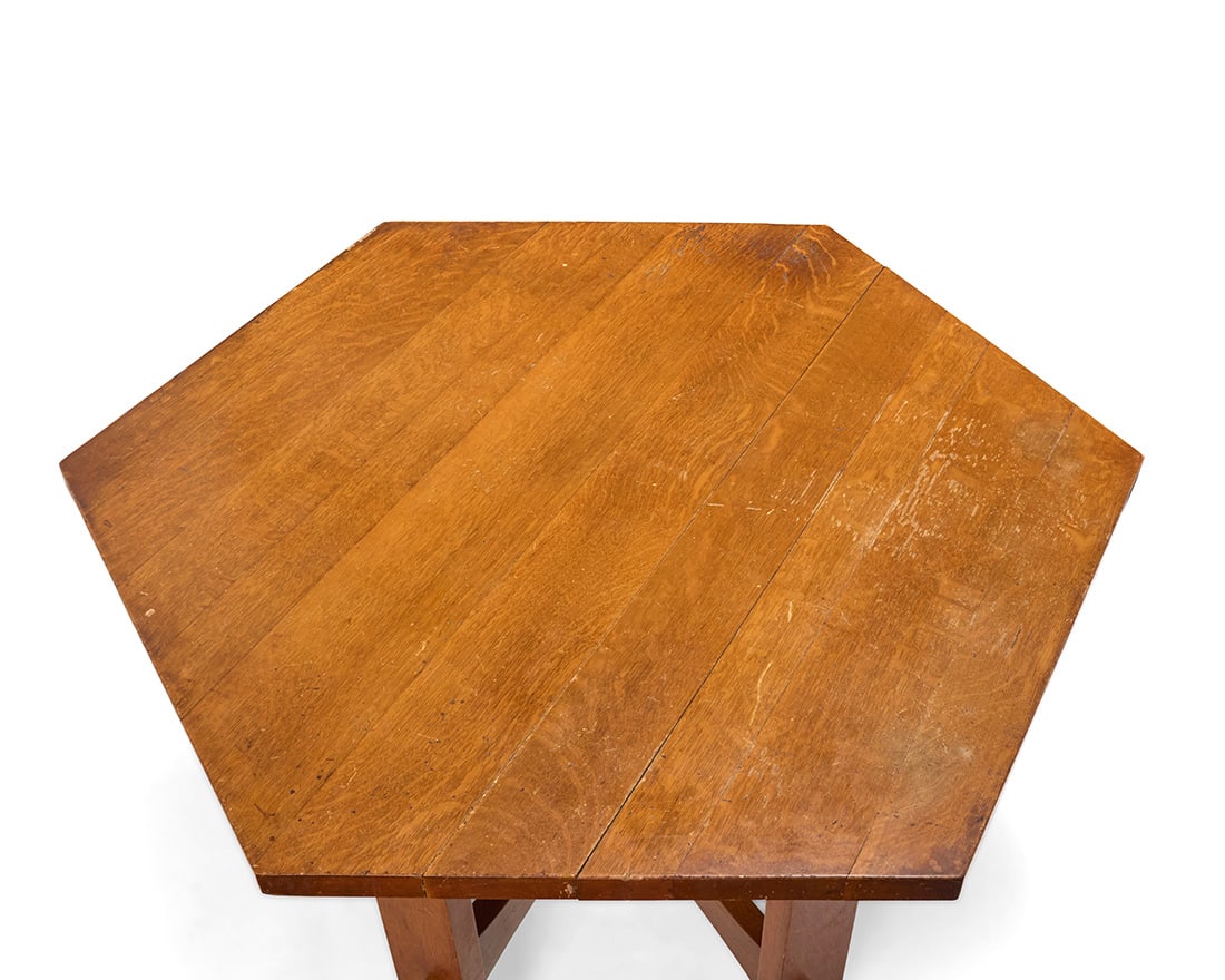 A Gustav Stickley hexagonal library table, no. 625 - 2