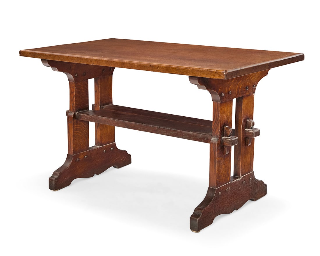 A Gustav Stickley oak library table, no. 401 (1 of 5)
