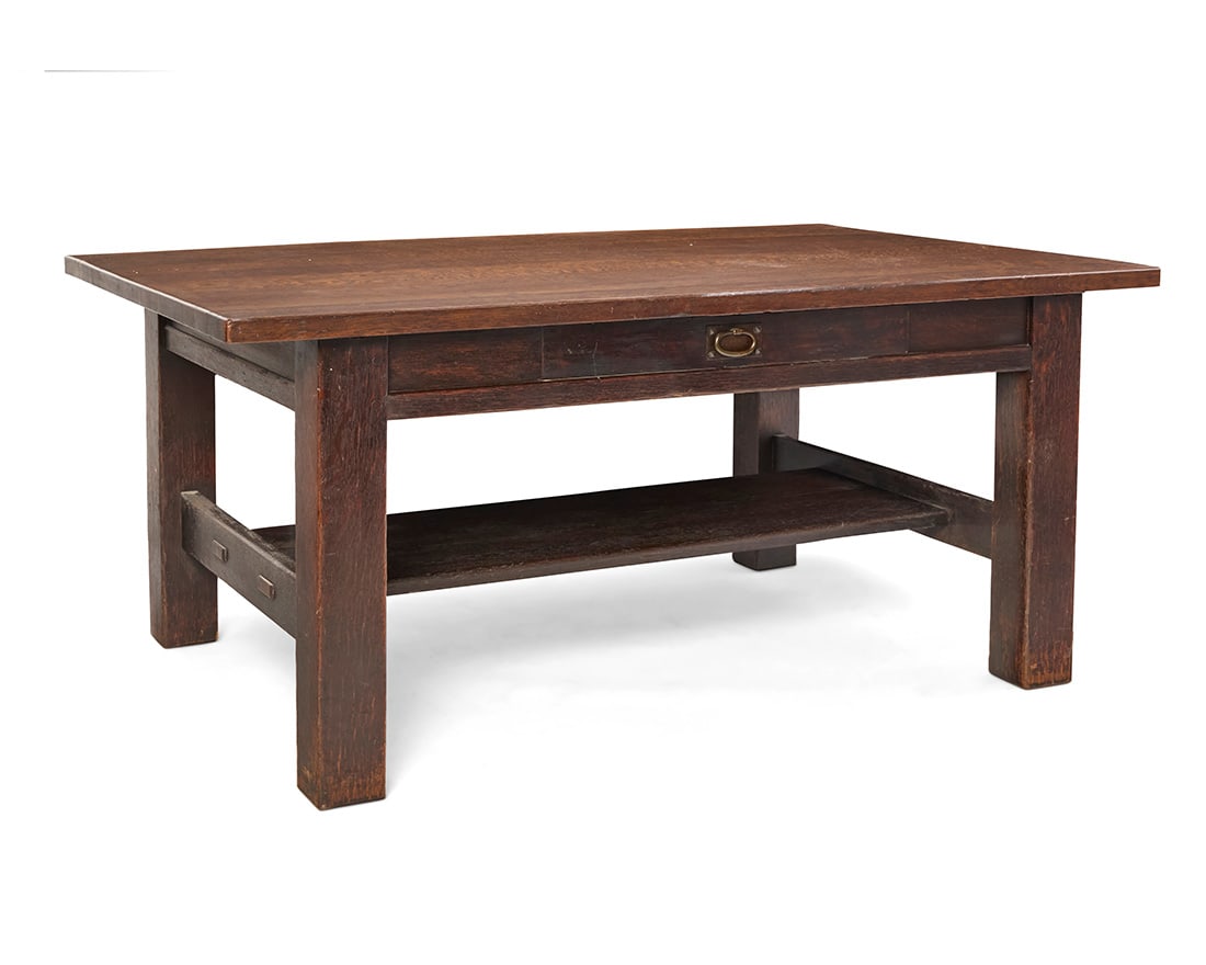 A Gustav Stickley oak library table (1 of 7)