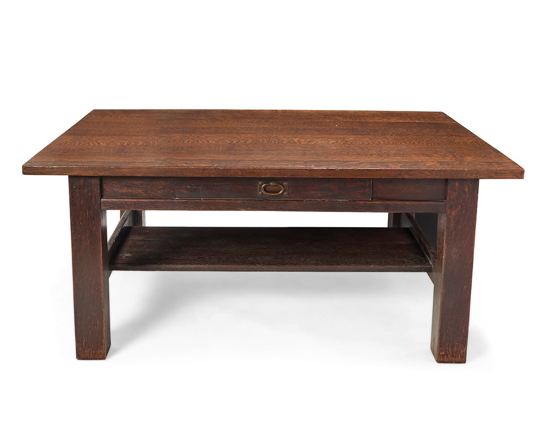 A Gustav Stickley oak library table - 2