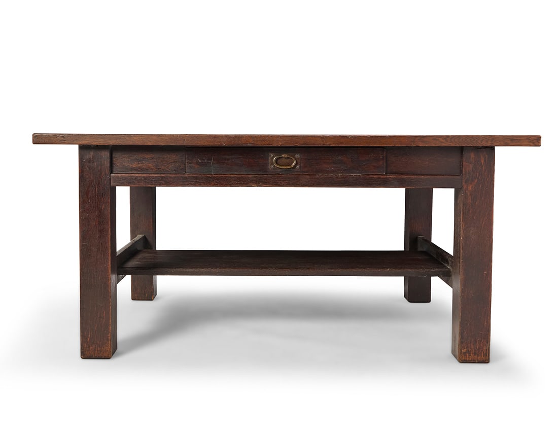 A Gustav Stickley oak library table - 3
