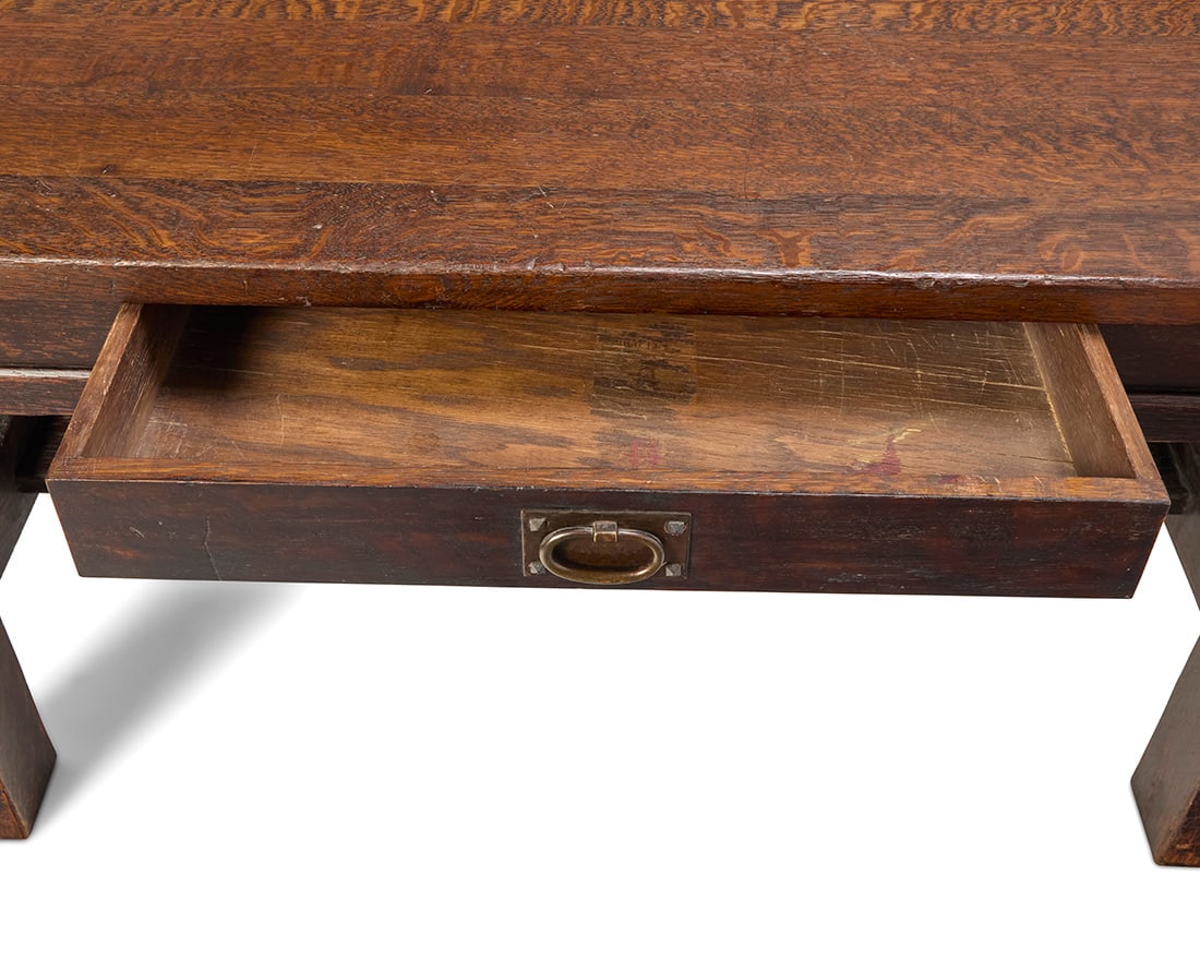 A Gustav Stickley oak library table - 4