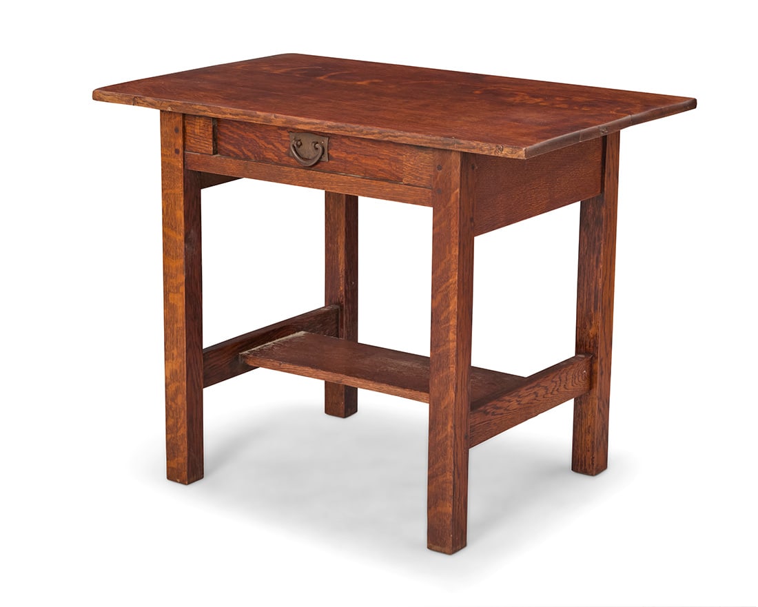 A Gustav Stickley oak library table, no. 652 (1 of 8)
