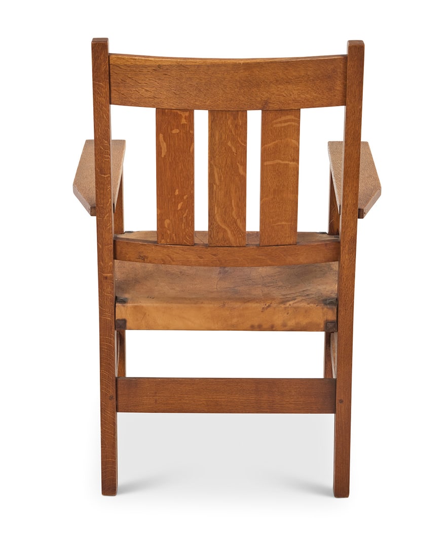 A set of ten Gustav Stickley oak dining chairs, nos. 350 & 366 - 10