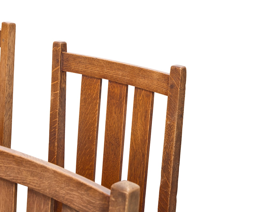 A set of ten Gustav Stickley oak dining chairs, nos. 350 & 366 - 4