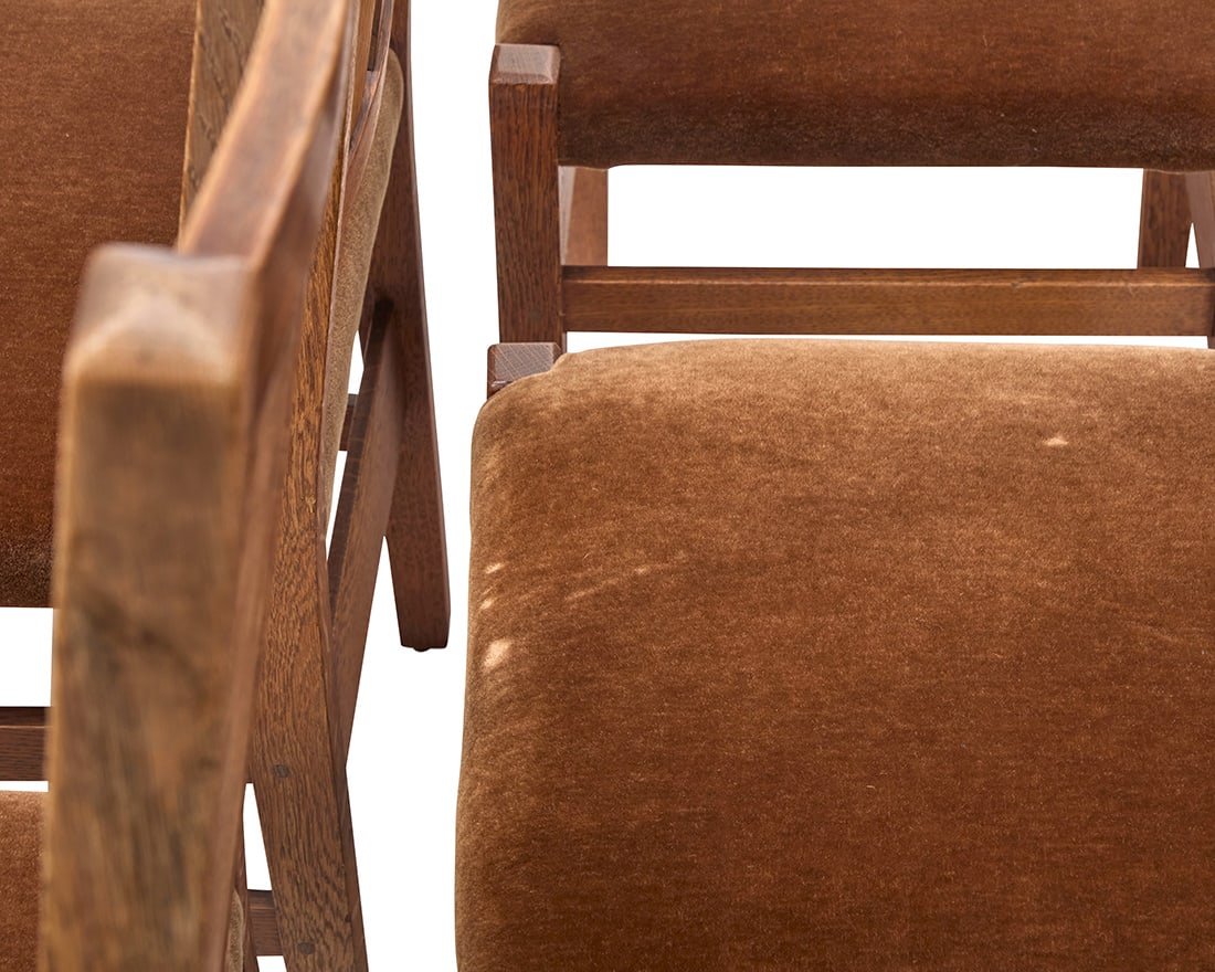 A set of ten Gustav Stickley oak dining chairs, nos. 350 & 366 - 5