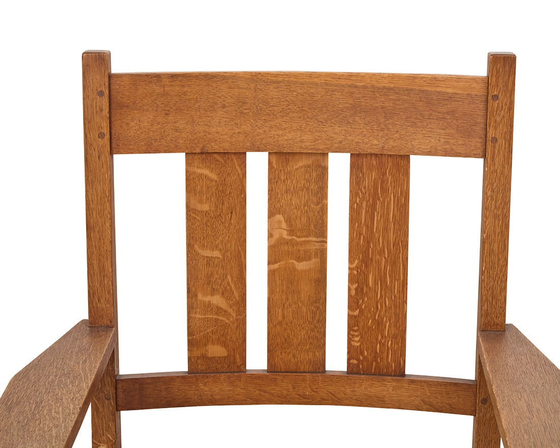 A set of ten Gustav Stickley oak dining chairs, nos. 350 & 366 - 6