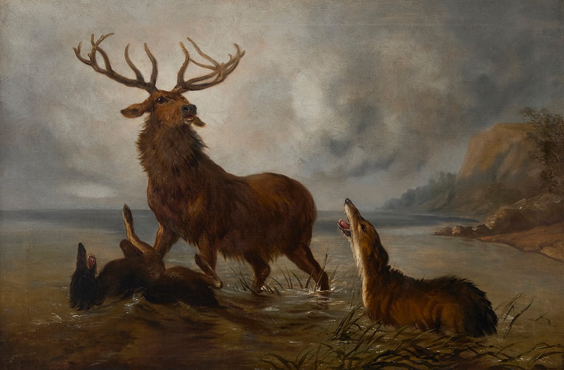 Joseph Henry Sharp (1859-1953), "Stag at Bay," 1891 (1 of 8)