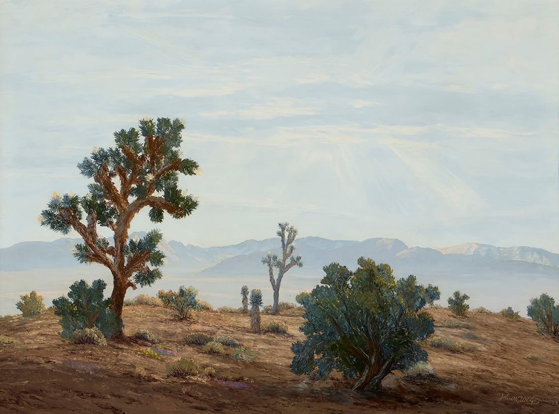 John William Hilton (1904-1983), "Benediction": John William Hilton (1904-1983) "Benediction" Oil on canvas Signed lower right: John W. Hilton; titled and inscribed "#53-38" in pencil on the stretcher 30.5" H x 40" W Provenance: Sold: John Moran