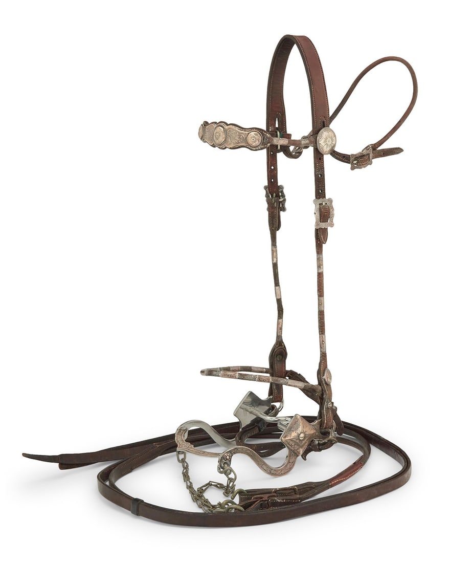 An Edward H Bohlin Hollywood sterling silver mounted headstall bridle & reins (1 of 6)