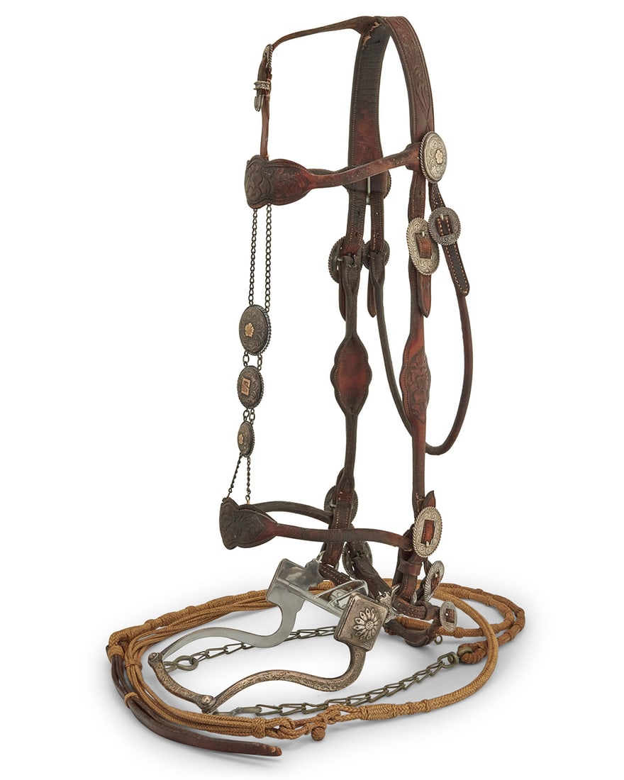 An Edward H Bohlin Hollywood sterling silver mounted headstall bridle & reins (1 of 7)
