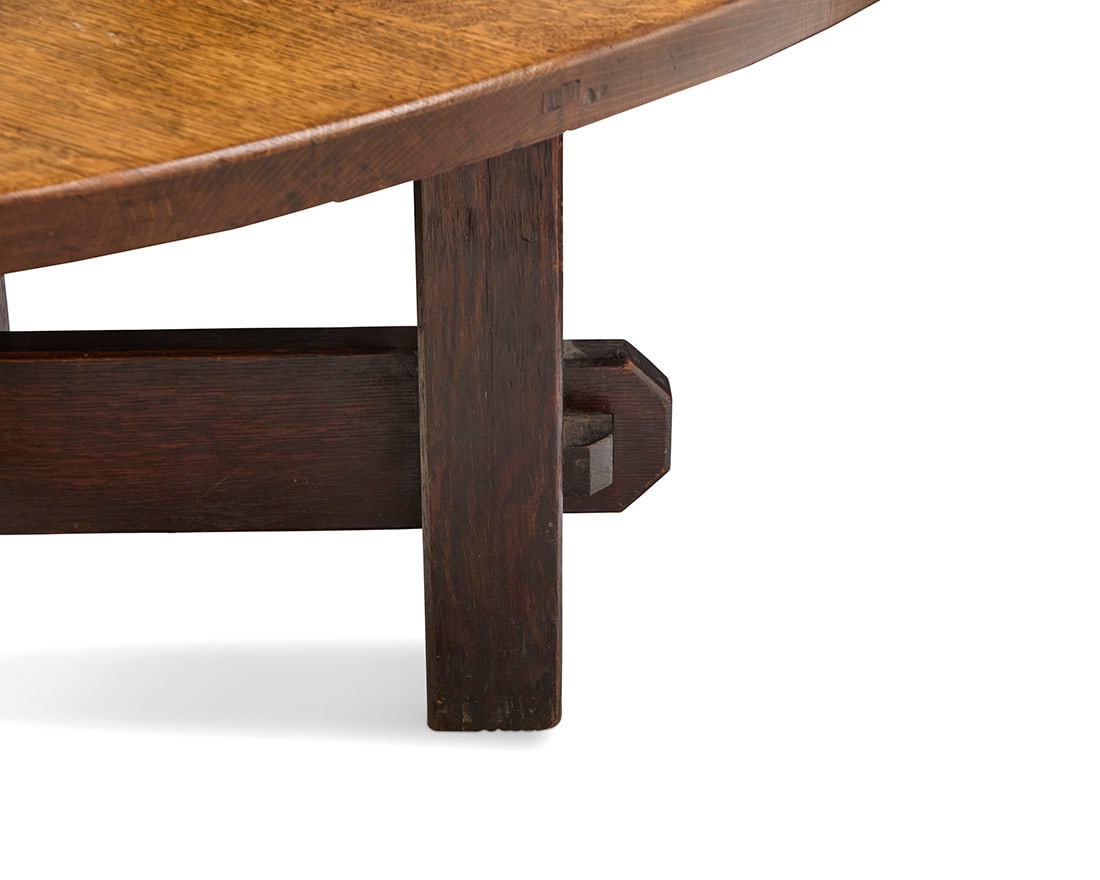 A large Charles Stickley oak dining table - 5