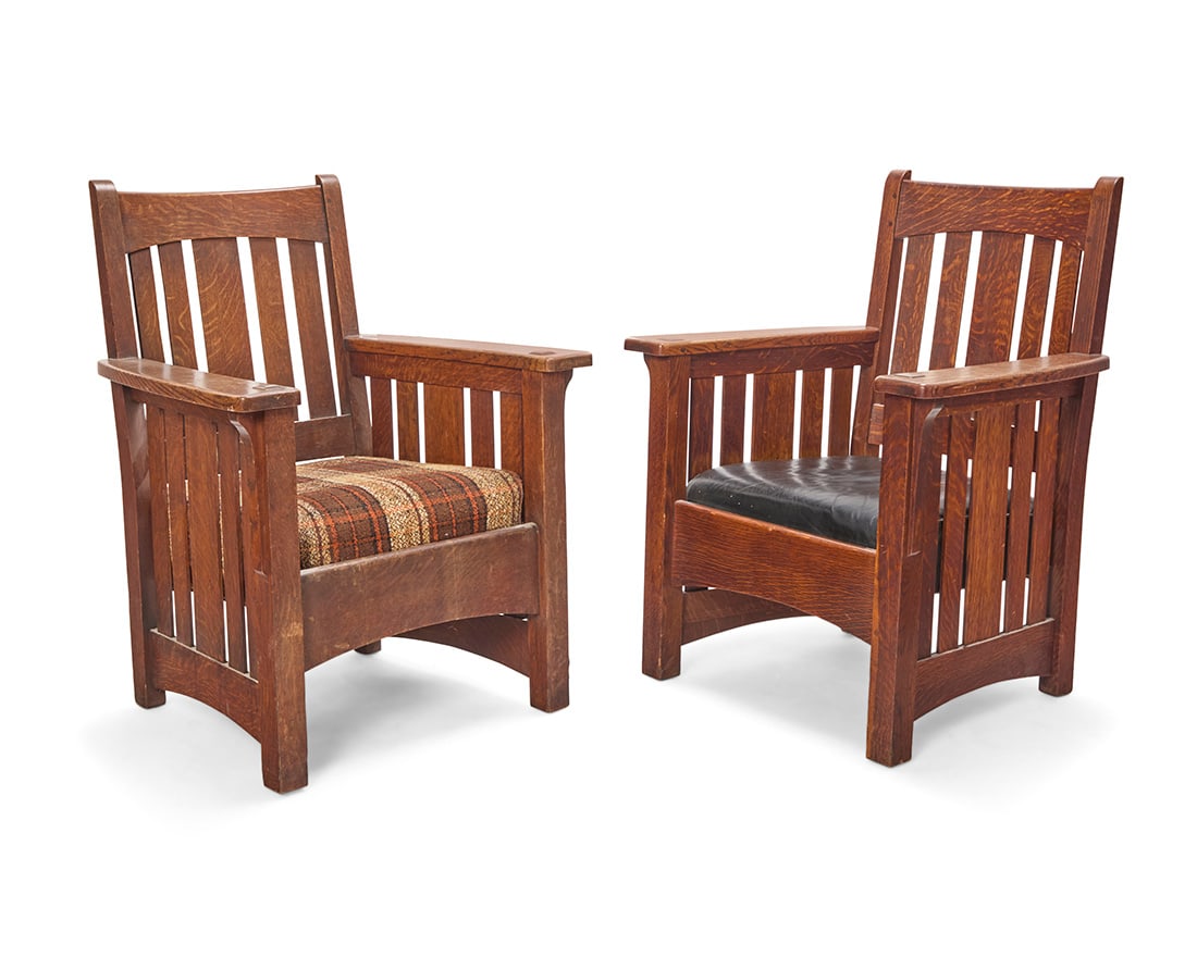 A pair of Limbert oak arm chairs (1 of 10)