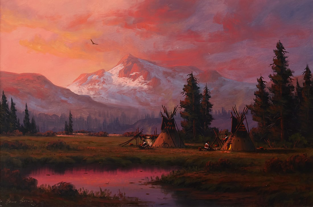 Heinie Hartwig (b. 1937), "Late in the Day": Heinie Hartwig (b. 1937) "Late in the Day" Oil on Masonite With the incised signature lower left: Heinie Hartwig ©; titled verso 20" H x 30" W