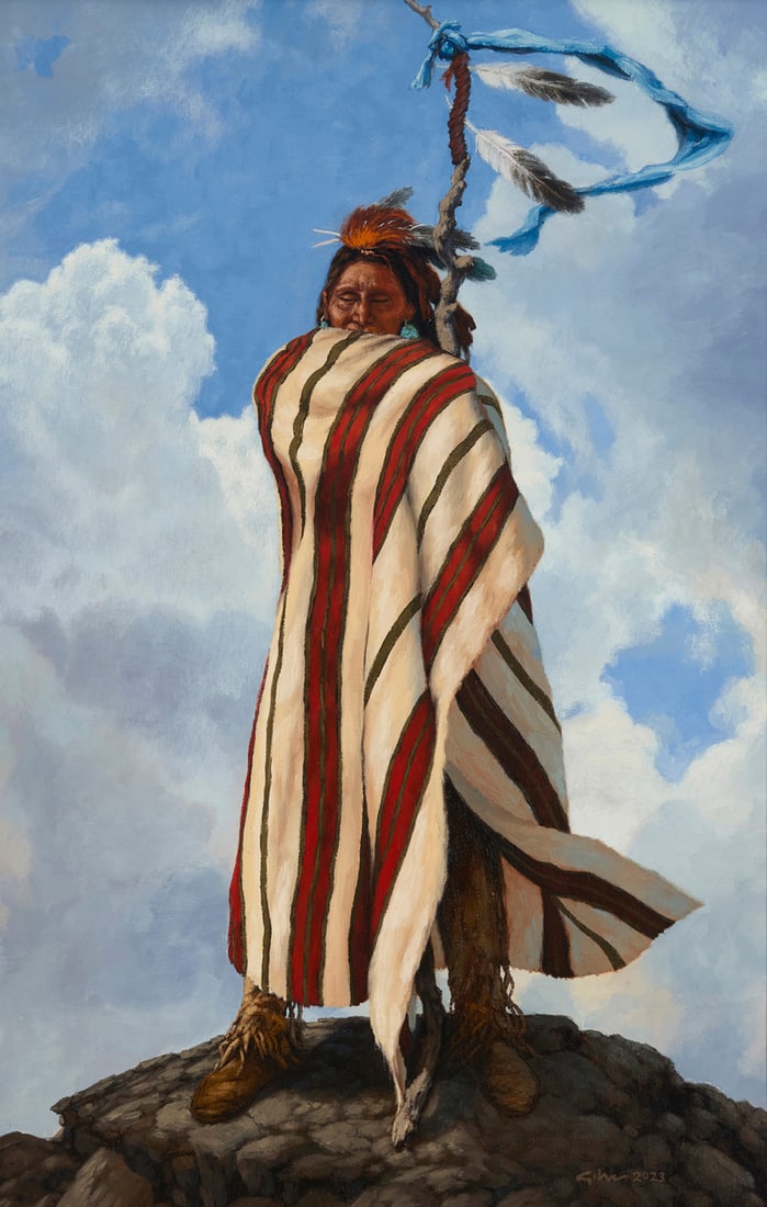 Bradley W. Giles (b. 1967), "The Rain Maker," 2023: Bradley W. Giles (b. 1967) "The Rain Maker," 2023 Oil on canvas Signed and dated lower right: Giles 2023; signed and dated again, and titled, all on the stretcher: "'The Rain Maker' completed July 4,