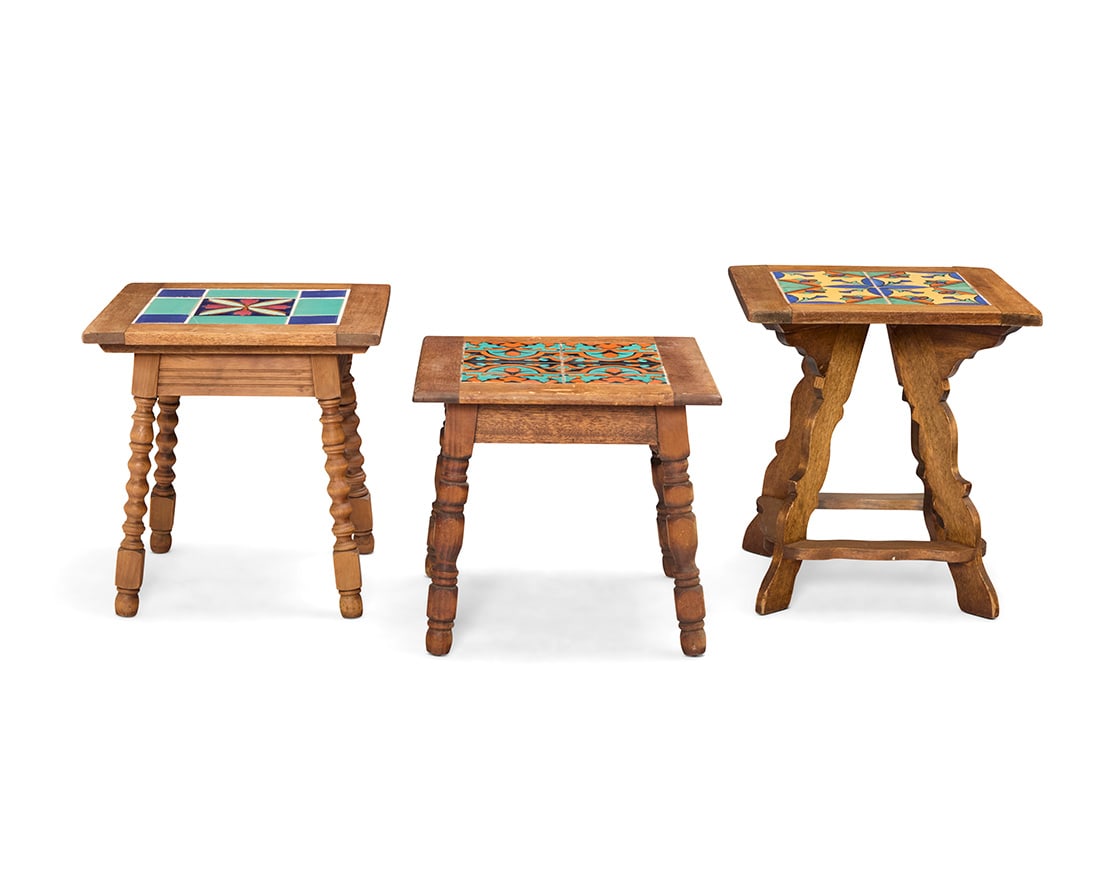 Three California tile top side tables - 2
