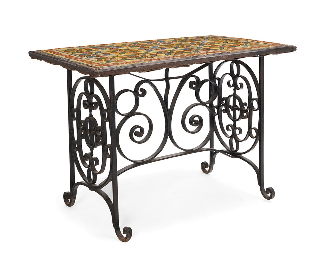 A Spanish Revival tile top table (1 of 8)