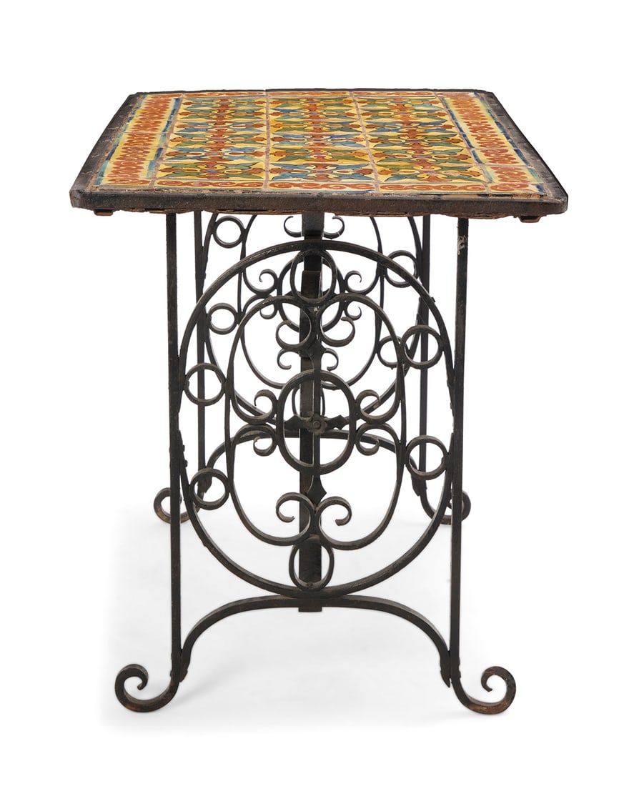 A Spanish Revival tile top table - 3