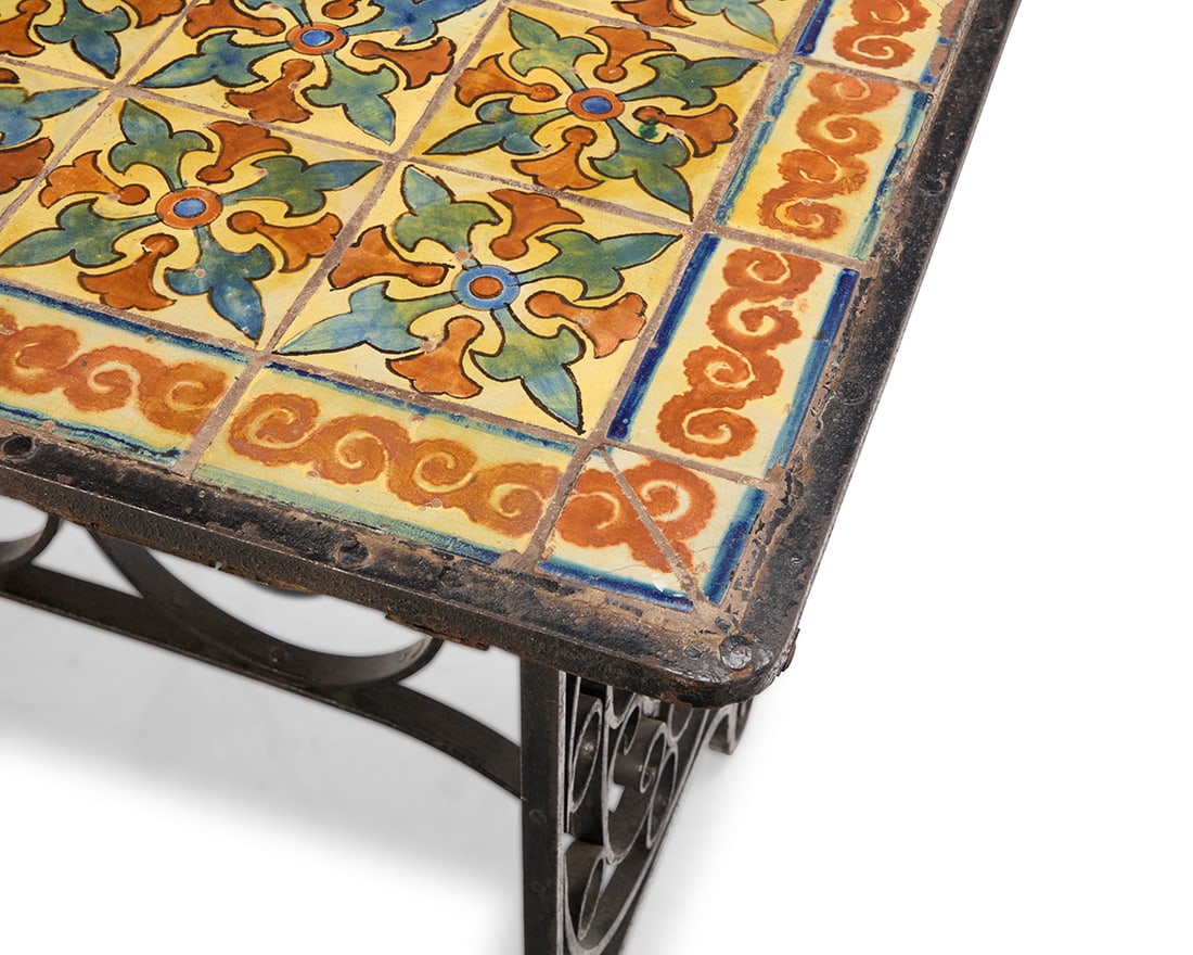A Spanish Revival tile top table - 5