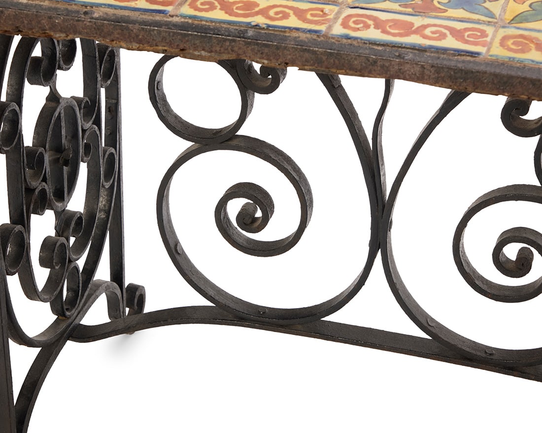 A Spanish Revival tile top table - 6