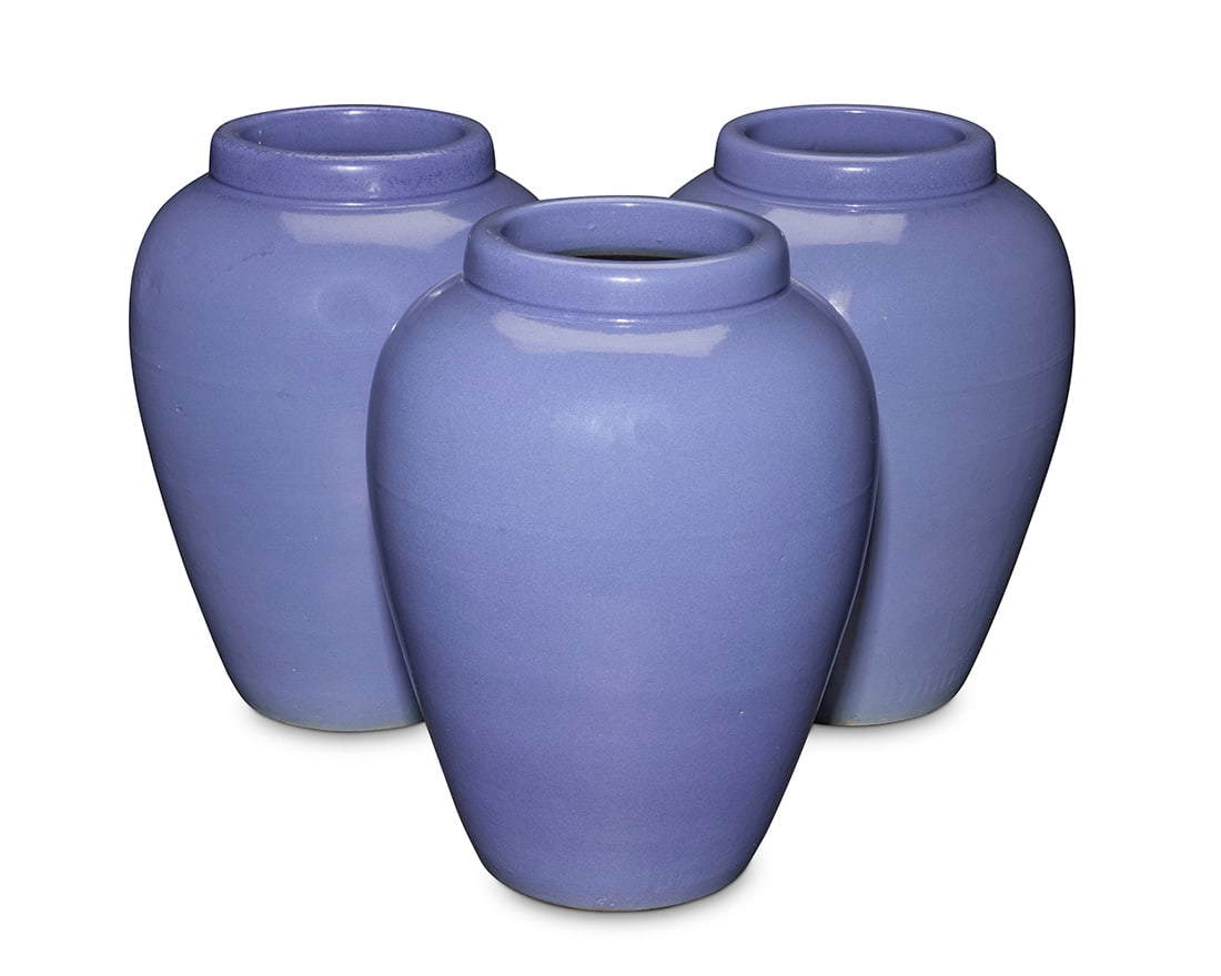 Three Robinson Ransbottom glazed pottery oil jars: Three Robinson Ransbottom glazed pottery oil jars Mid-20th century Each unmarked 3 pieces Each: 18" H x 13.5" Dia.