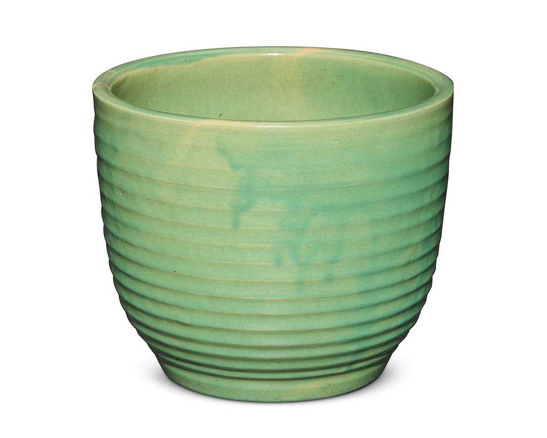 A Bauer green glazed pottery ringware planter - 2