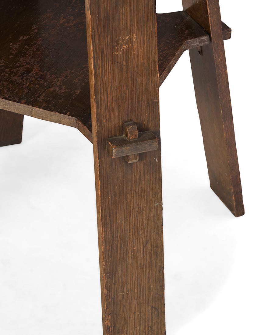 An Arts & Crafts leather top table - 4