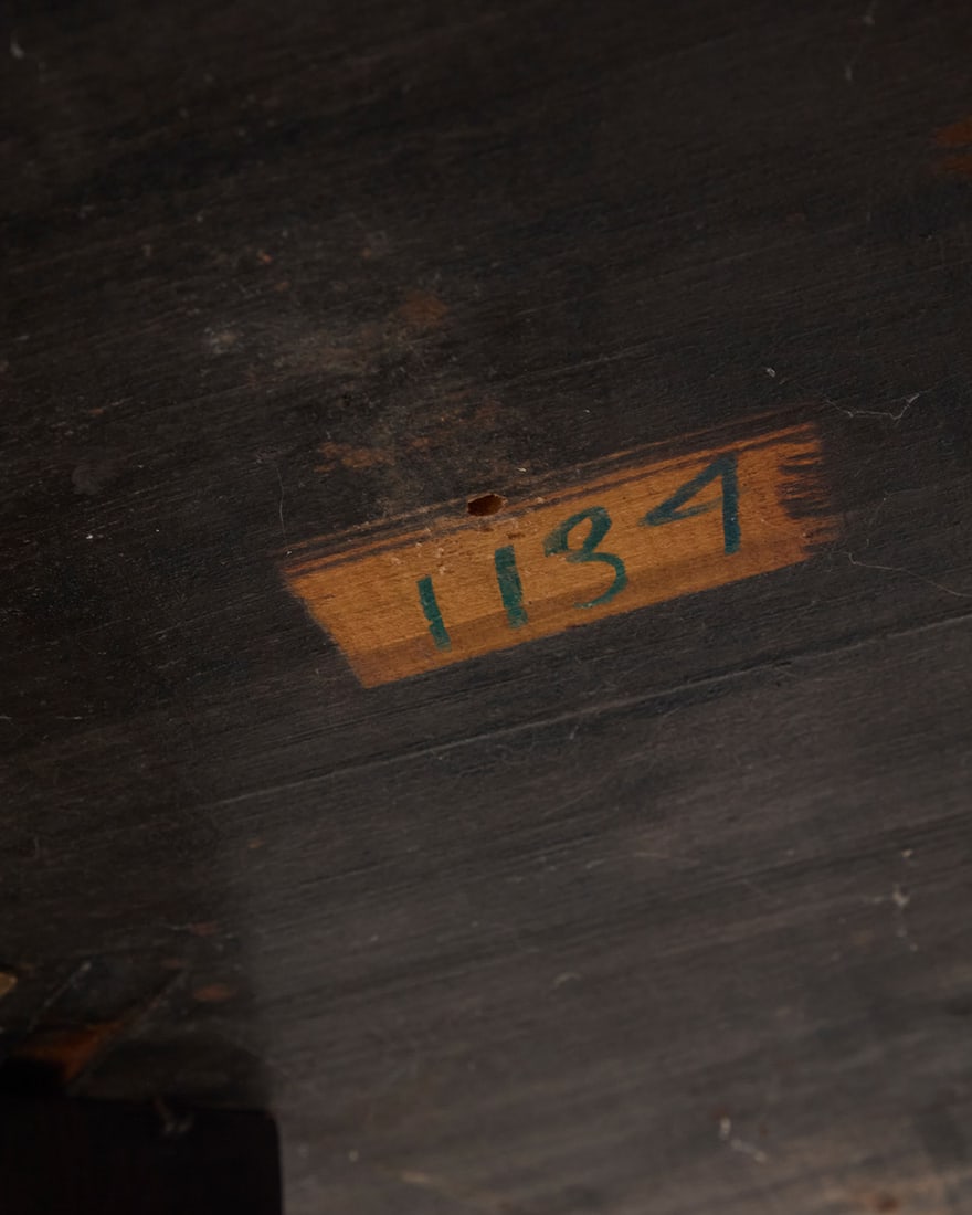 An Arts & Crafts leather top table - 7