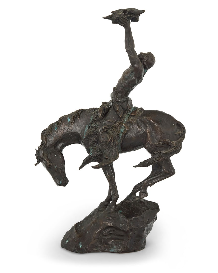 Buck McCain (b. 1943), "The Invocation," 1988: Buck McCain (b. 1943) "The Invocation," 1988 Patinated bronze Signed, dated, and inscribed in the casting: McCain © 88FM 16.75" H x 10.5" W x 5" D