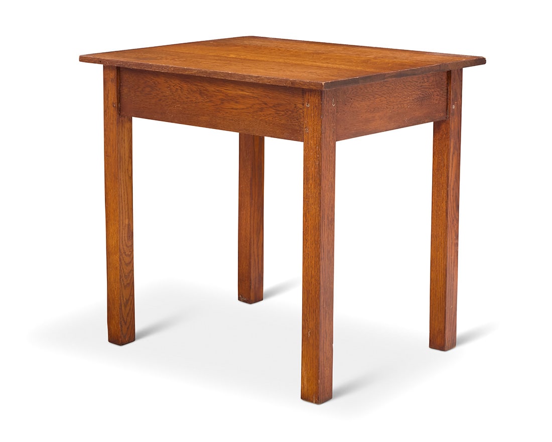 An Arts & Crafts oak lamp table: An Arts & Crafts oak lamp table Early 20th century Unmarked 29" H x 30.125" W x 24.125" D