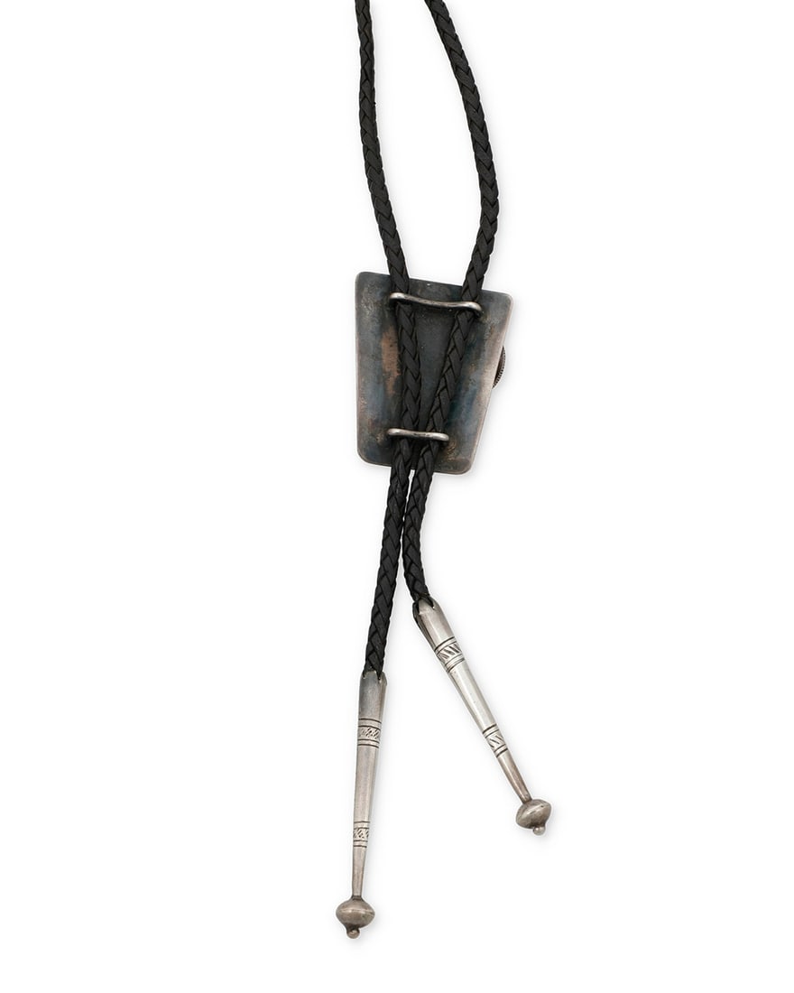 A Zuni silver and turquoise bolo tie, attributed to Dan Simplico - 2