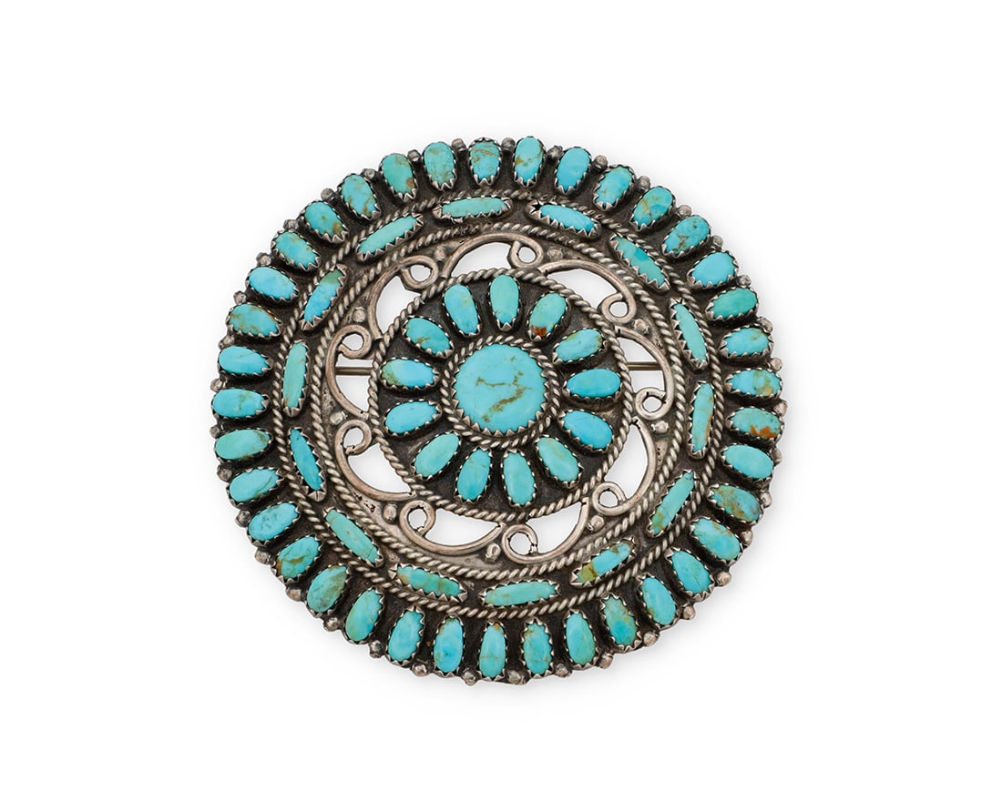 A Larry Moses Begay Navajo sterling silver and turquoise pendant/brooch (1 of 2)