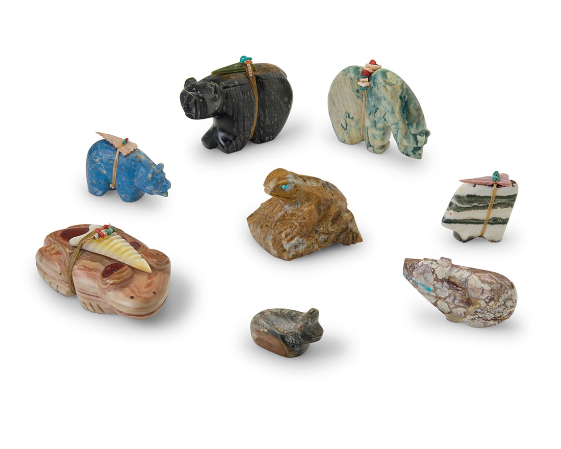 A group of Zuni carved stone fetish animals (1 of 1)