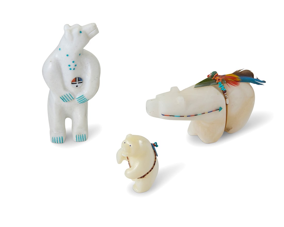 Three Zuni carved stone fetish bears (1 of 5)