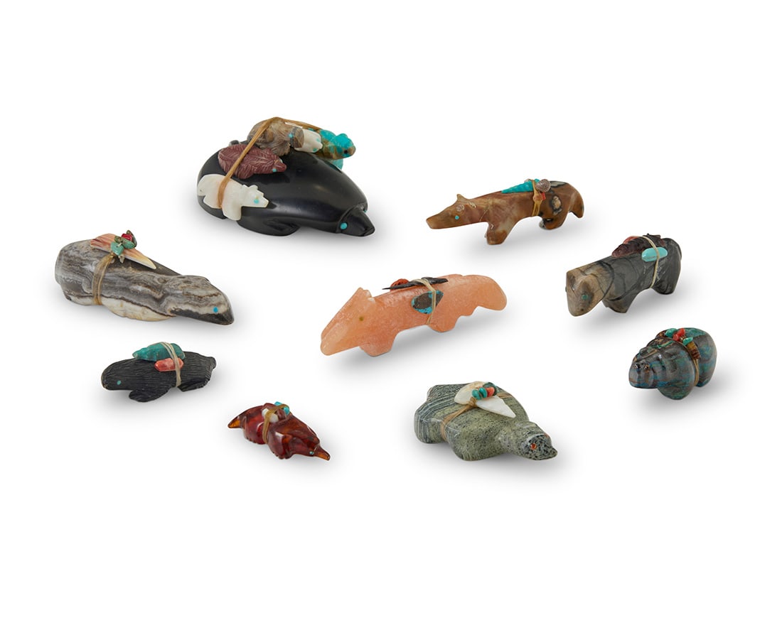 A group of Zuni carved stone fetish animals (1 of 1)