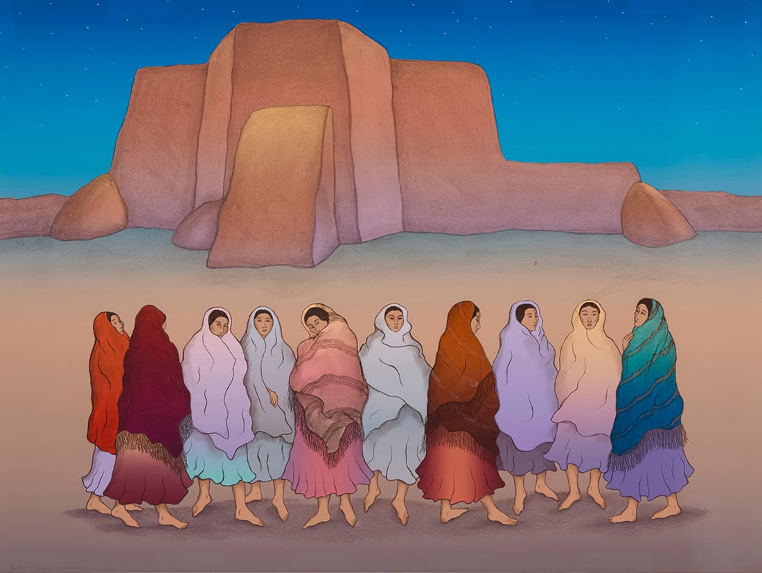 R.C. Gorman (1932-2005, Navajo/Dine), "Ranchos Twilight," 1988 (1 of 7)