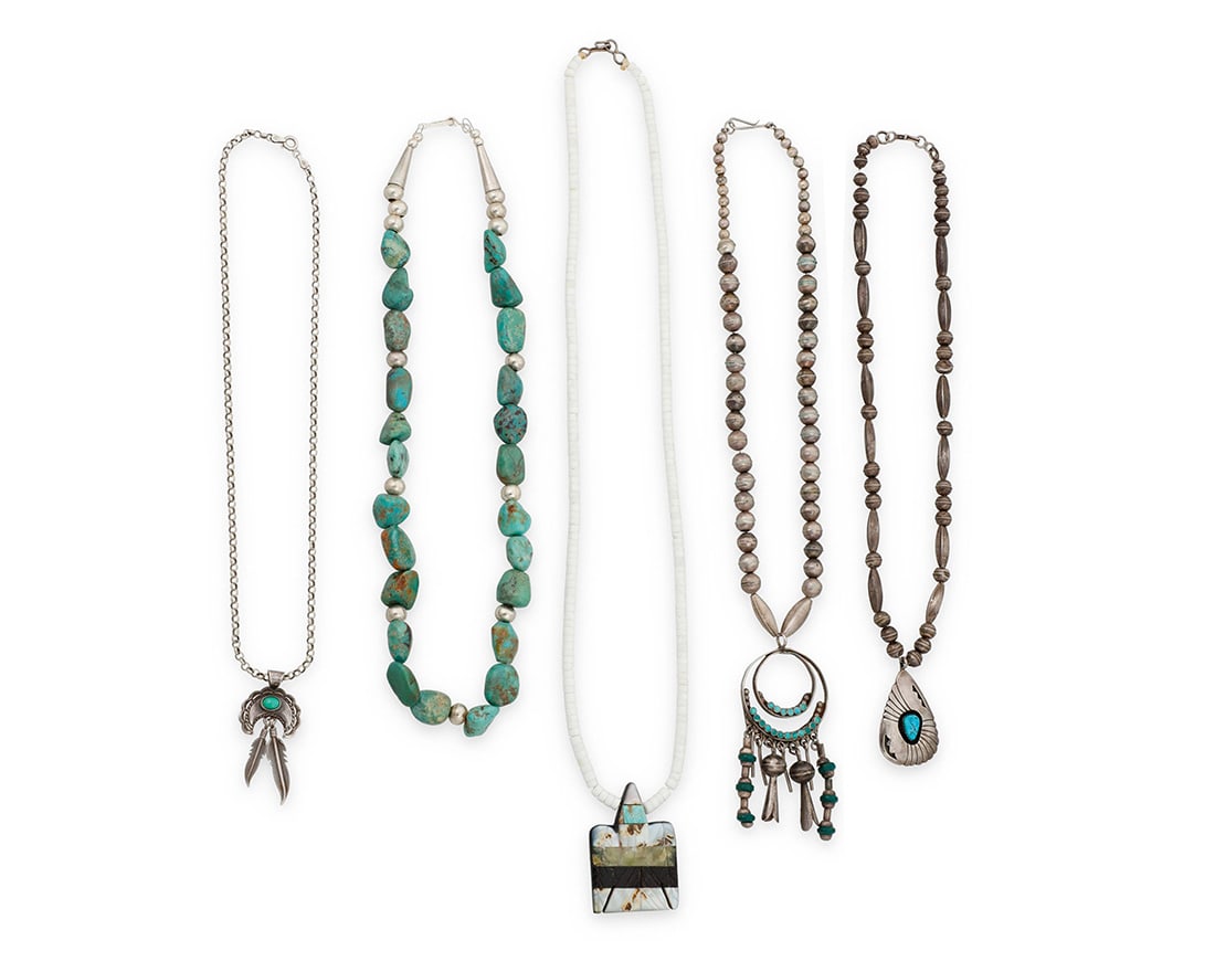A group of Southwest silver and stone necklaces (1 of 2)