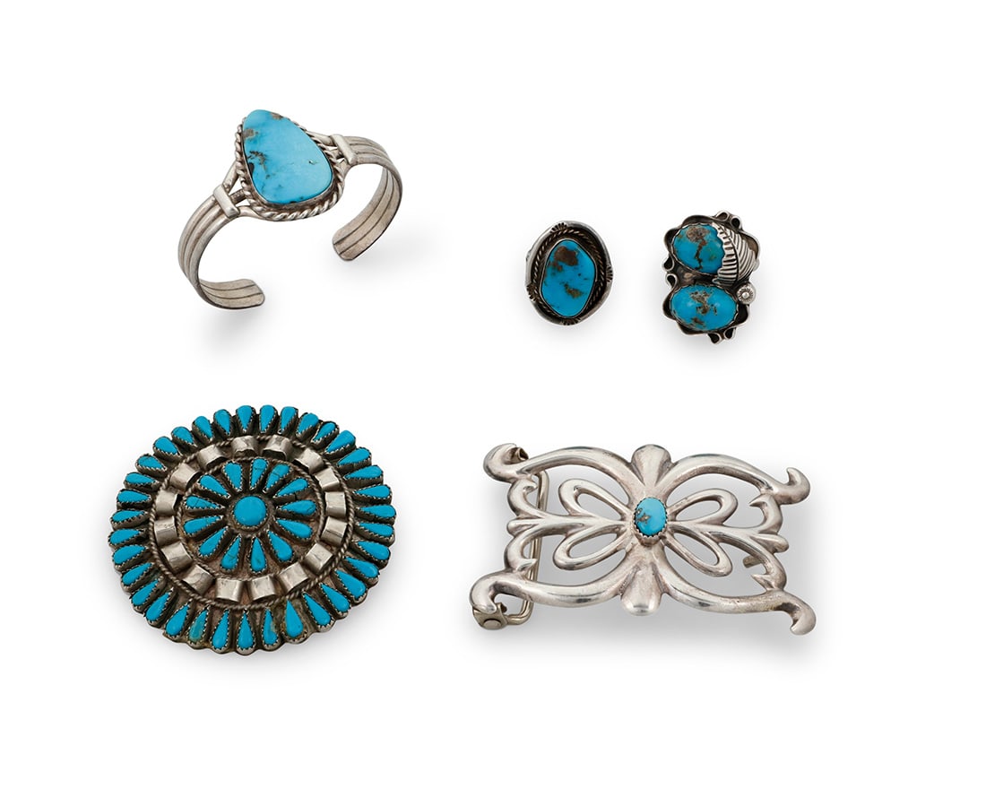 A group of Southwest silver and turquoise jewelry (1 of 4)