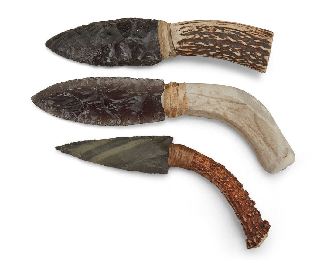 A group of Native American antler and stone knives (1 of 5)