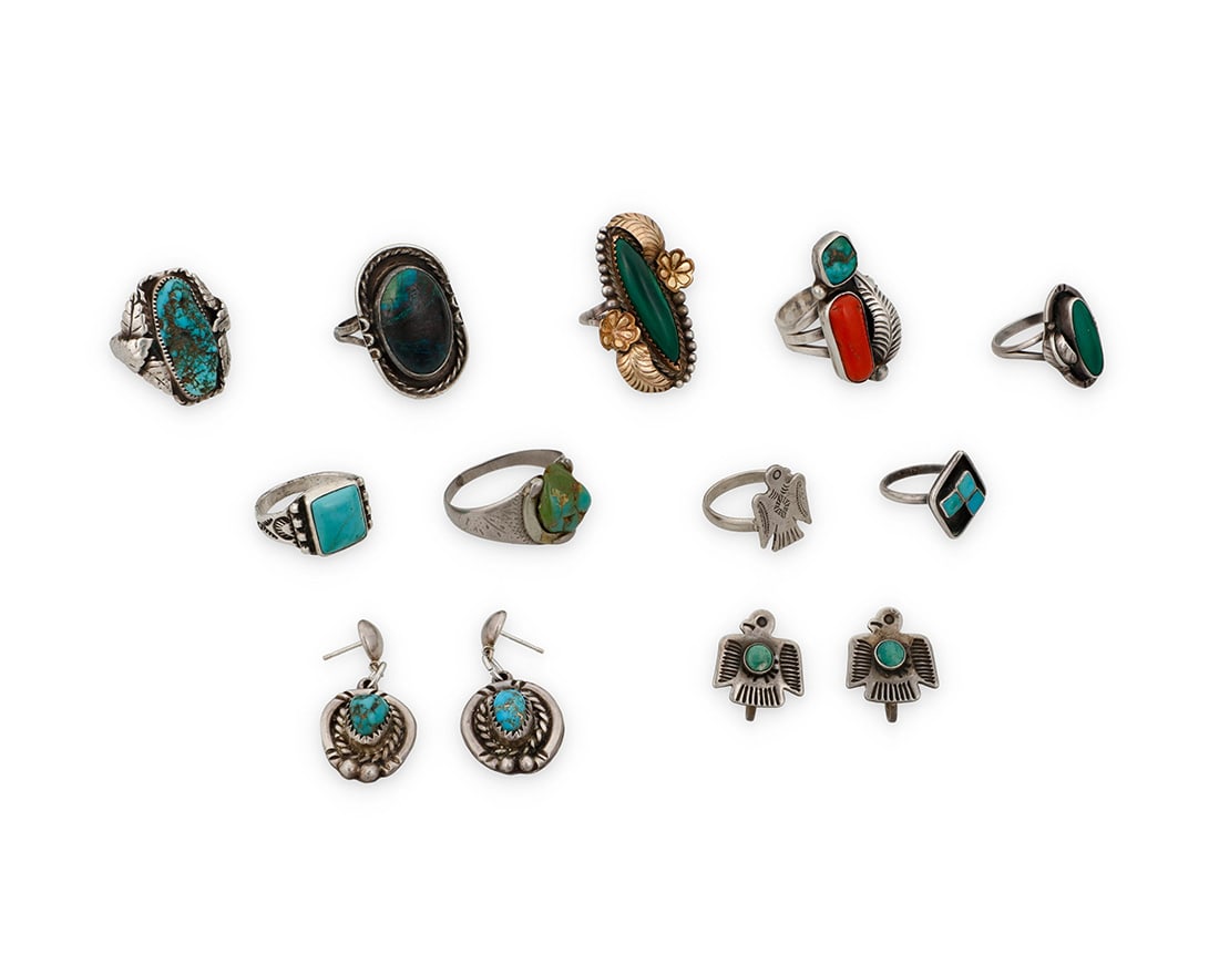 A group of Southwest silver and stone set jewelry (1 of 2)