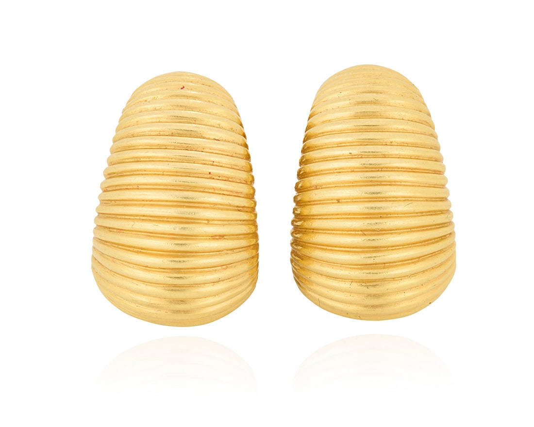 A Pair of 18K Gold Earclips (1 of 3)