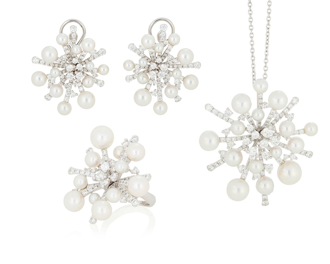 Mikimoto: An 18K White Gold, Cultured Pearl and Diamond Suite (1 of 8)