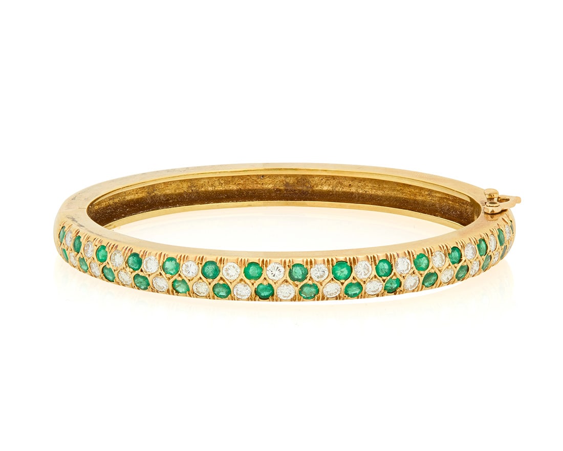 A 14K Gold, Emerald and Diamond Bangle (1 of 3)