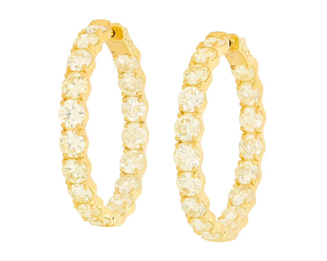 A Pair of 14K Gold and Diamond Hoop Earrings (1 of 3)