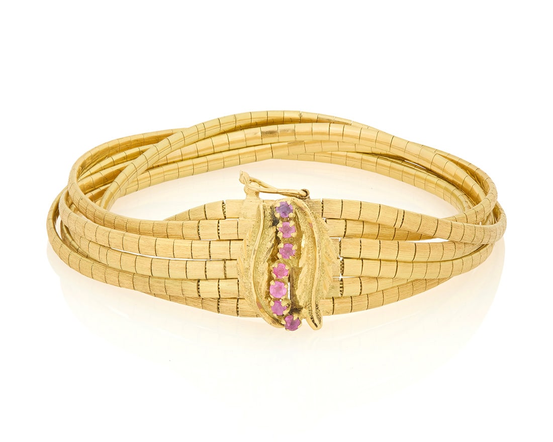 An 18K Gold and Ruby Bracelet (1 of 4)