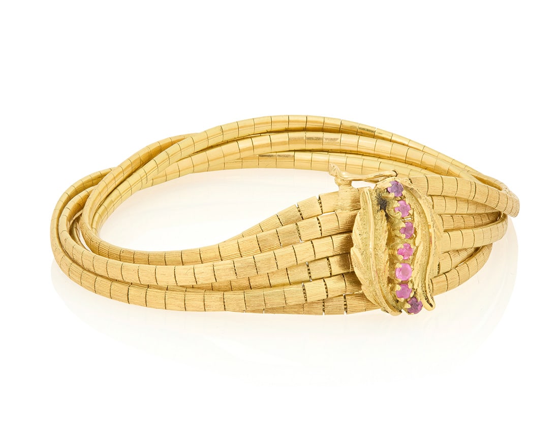 An 18K Gold and Ruby Bracelet - 2