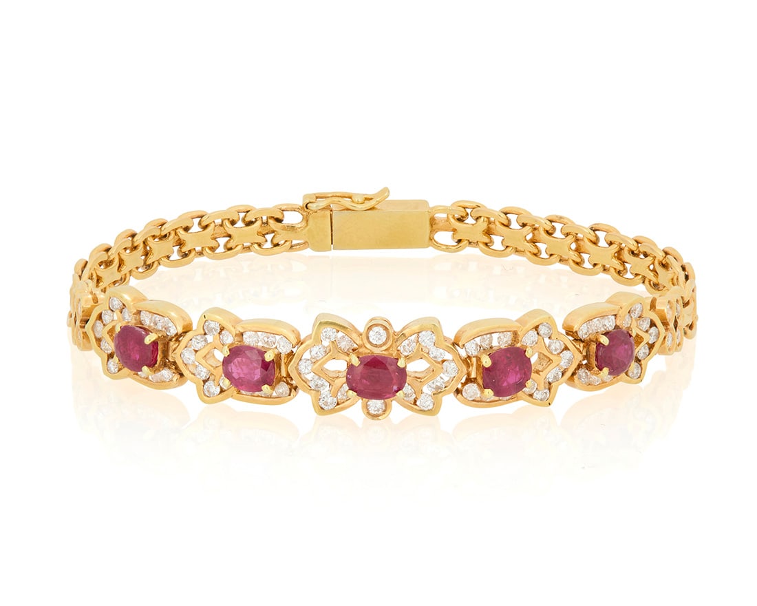 A 14K Gold, Ruby and Diamond Bracelet (1 of 3)