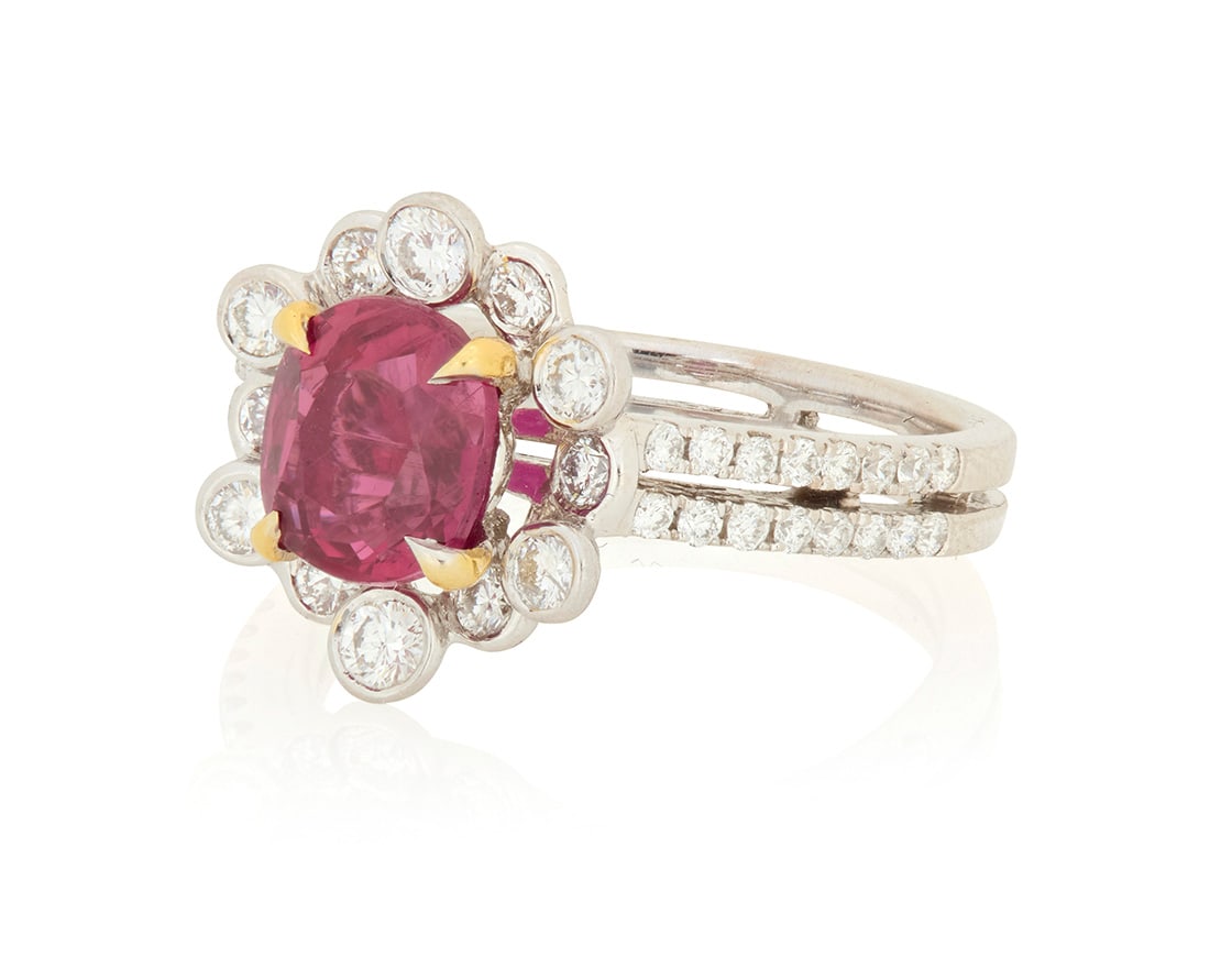 An 18K Bi-Color Gold, Ruby and Diamond Ring (1 of 4)