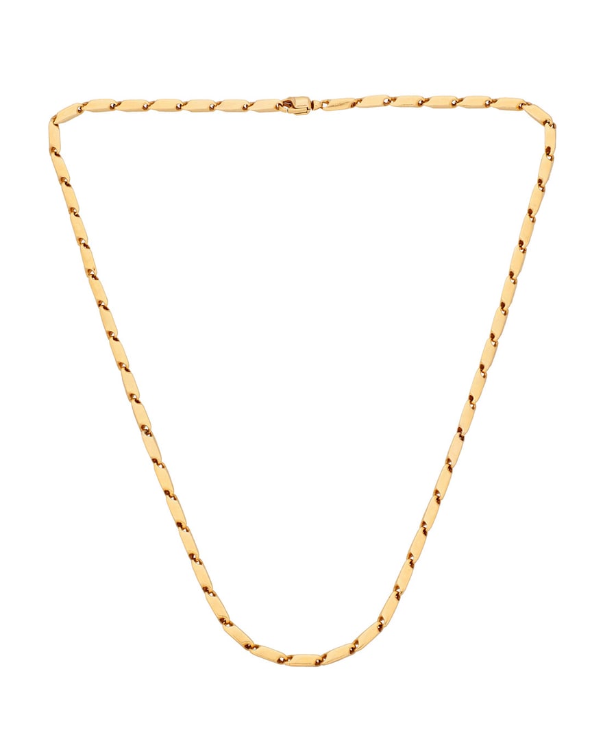 A 14K Gold Chain: A 14K Gold ChainOf a fancy link design, ItalyLength: 24 1/2 in.85.7 grams grossThis lot is being offered with no reserve